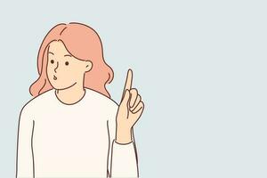 Puzzled woman waving finger to show dissatisfaction with opponent words and say no to discriminatory actions. Displeased girl showing no gesture defending herself from gender discriminatory vector