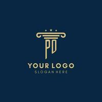 PO monogram initial logo with pillar and stars, best design for legal firm vector