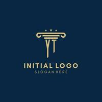 YT monogram initial logo with pillar and stars, best design for legal firm vector