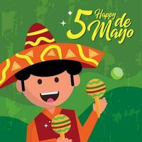 Cinco de mayo card Mexican boy Vector illustration