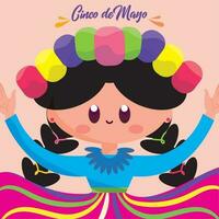 Cinco de mayo card Mexican girl Vector illustration