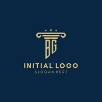 BG monogram initial logo with pillar and stars, best design for legal firm vector