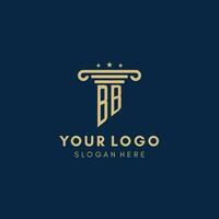 BB monogram initial logo with pillar and stars, best design for legal firm vector