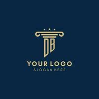DB monogram initial logo with pillar and stars, best design for legal firm vector