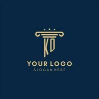 KO monogram initial logo with pillar and stars, best design for legal firm vector