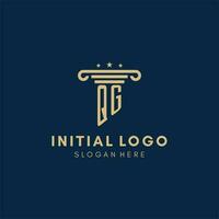 QG monogram initial logo with pillar and stars, best design for legal firm vector