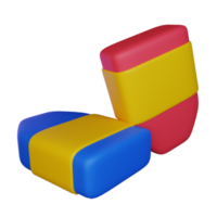 3d illustration eraser icon on transparent background, suitable to use in education, learning, presentations, business and more png