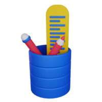 3d illustratie potlood houder icoon Aan transparant achtergrond, geschikt naar gebruik in opleiding, aan het leren, presentaties, bedrijf en meer png