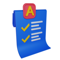 3d illustration grade report icon on transparent background, suitable to use in education, learning, presentations, business and more png