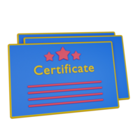 3d illustratie certificaat icoon Aan transparant achtergrond, geschikt naar gebruik in opleiding, aan het leren, presentaties, bedrijf en meer png