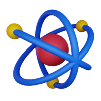 3d illustration atom icon on transparent background, suitable to use in education, learning, presentations, business and more png