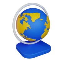 3d ilustración globo icono en transparente fondo, adecuado a utilizar en educación, aprendiendo, presentaciones, negocio y más png