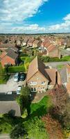 Ultra Wide Panoramic High Angle View of Luton City of England. Aerial View of Town was Captured on 17-April-2023 with Drone's Camera from Low Altitude. photo