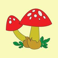 Mushroom Cartoon. Free Vector icons for web design isolated on warm background