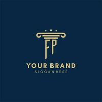 FP monogram initial logo with pillar and stars, best design for legal firm vector