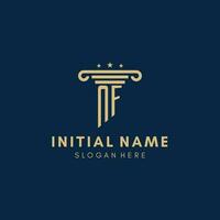 NF monogram initial logo with pillar and stars, best design for legal firm vector