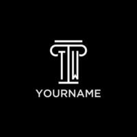 TW monogram initial logo with pillar shape icon design vector