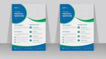 Medical flyer or poster design template for hospital or clinic vector