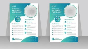 Medical flyer or poster design template for hospital or clinic vector