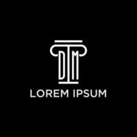 DM monogram initial logo with pillar shape icon design vector