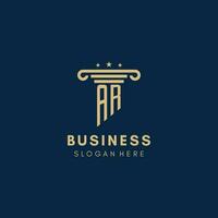 AR monogram initial logo with pillar and stars, best design for legal firm vector