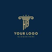 HB monogram initial logo with pillar and stars, best design for legal firm vector