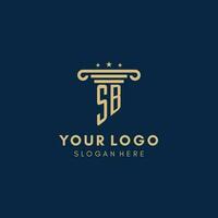 SB monogram initial logo with pillar and stars, best design for legal firm vector