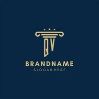 QV monogram initial logo with pillar and stars, best design for legal firm vector