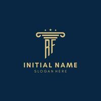 RF monogram initial logo with pillar and stars, best design for legal firm vector