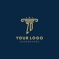 ZO monogram initial logo with pillar and stars, best design for legal firm vector