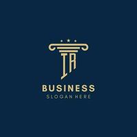 IR monogram initial logo with pillar and stars, best design for legal firm vector