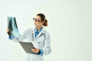 female doctor in white coat medicine research patient treatment photo