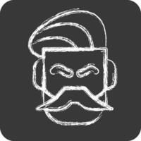 Icon Mustache And Beard. suitable for Barbershop symbol. chalk Style. simple design editable. design template vector. simple illustration vector