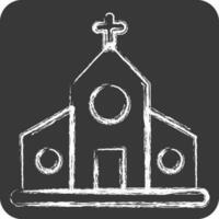 icono iglesia. adecuado para educación símbolo. tiza estilo. sencillo diseño editable. diseño modelo vector