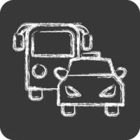 icono autobús y coche. adecuado para automotor símbolo. tiza estilo. sencillo diseño editable. diseño modelo vector