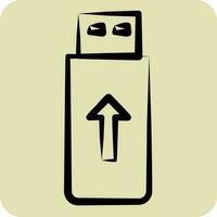 Icon Flashdisk. suitable for Computer Components symbol. hand drawn style. simple design editable. design template vector
