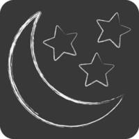 icono Luna y estrellas. relacionado a estrellas símbolo. tiza estilo. sencillo diseño editable. sencillo vector íconos