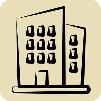 icono nuevo edificio. adecuado para educación símbolo. mano dibujado estilo. sencillo diseño editable. diseño modelo vector