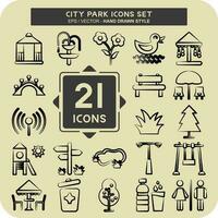 Icon Set City Park. suitable for Building symbol. hand drawn style. simple design editable vector