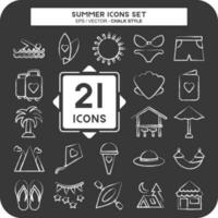 Icon Set Summer. suitable for education symbol. chalk Style. simple design editable. design template vector. simple illustration vector