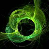 yellow and green abstract drawing on a black background, color digital graphics, design photo