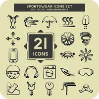 Icon Set Sportswear. suitable for education symbol. hand drawn style. simple design editable. design template vector. simple illustration vector