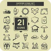 Icon Set Summer. suitable for education symbol. hand drawn style. simple design editable. design template vector. simple illustration vector