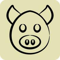 Icon Pig. related to Animal Head symbol. hand drawn style. simple design editable vector