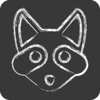 icono mapache. relacionado a animal cabeza símbolo. tiza estilo. sencillo diseño editable vector