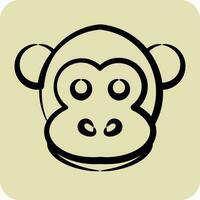 Icon Monkey. related to Animal Head symbol. hand drawn style. simple design editable vector