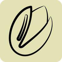 Icon Pistachio. suitable for Nuts symbol. hand drawn style. simple design editable vector