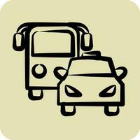 Icon Bus and Car. suitable for Automotive symbol. hand drawn style. simple design editable vector