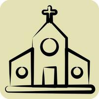 Icon Church. suitable for education symbol. hand drawn style. simple design editable. design template vector