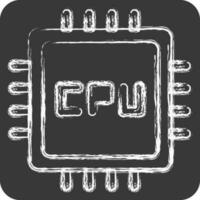 Icon CPU. suitable for Computer Components symbol. chalk Style. simple design editable. design template vector